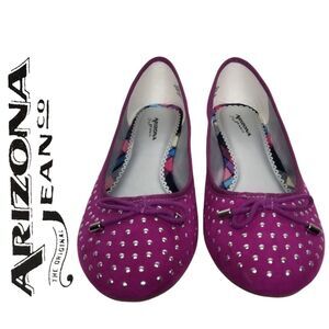 Arizona Jean's Co Womens Fuchsia Studded Slip On Ballet Flats Size 9M